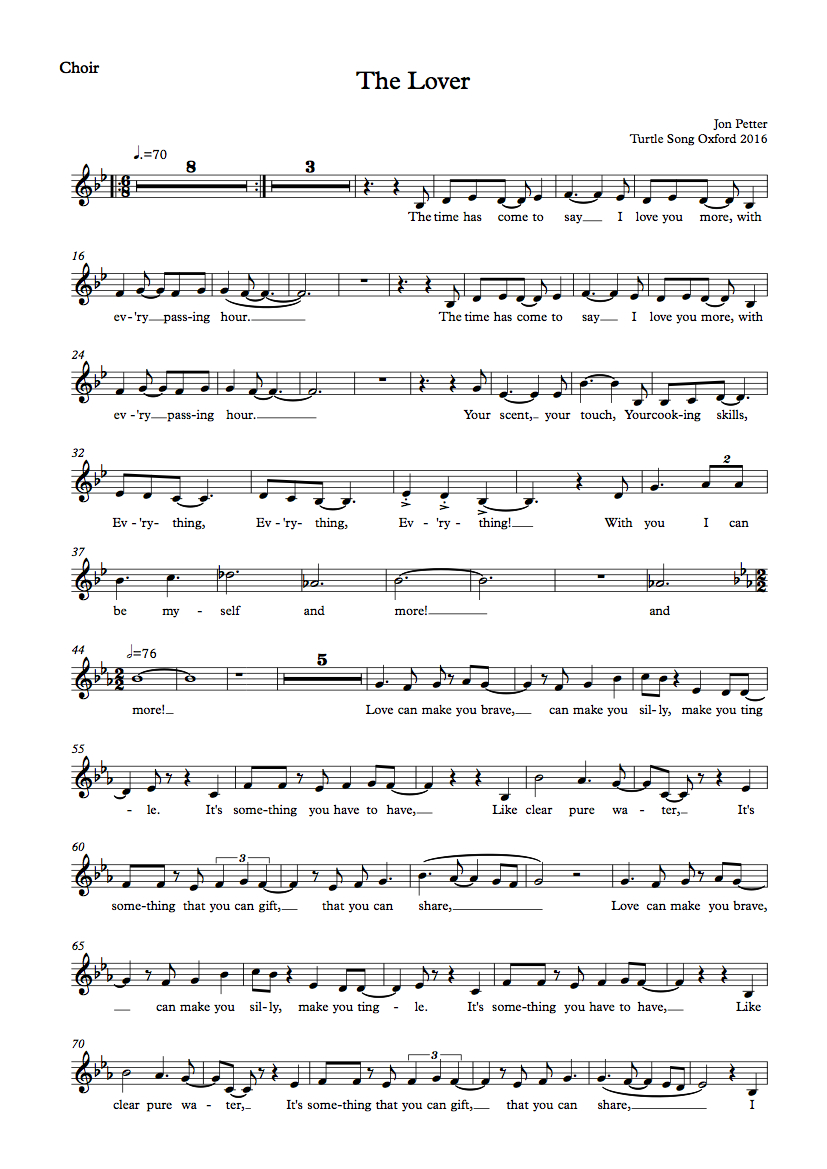 The Lover song sheet p1